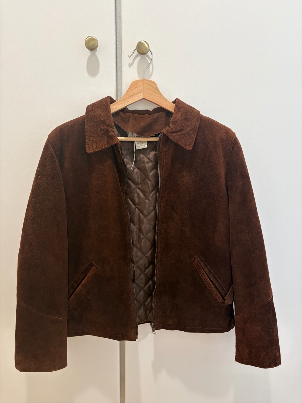 Brown Suede Zip-Front Women's Jacket